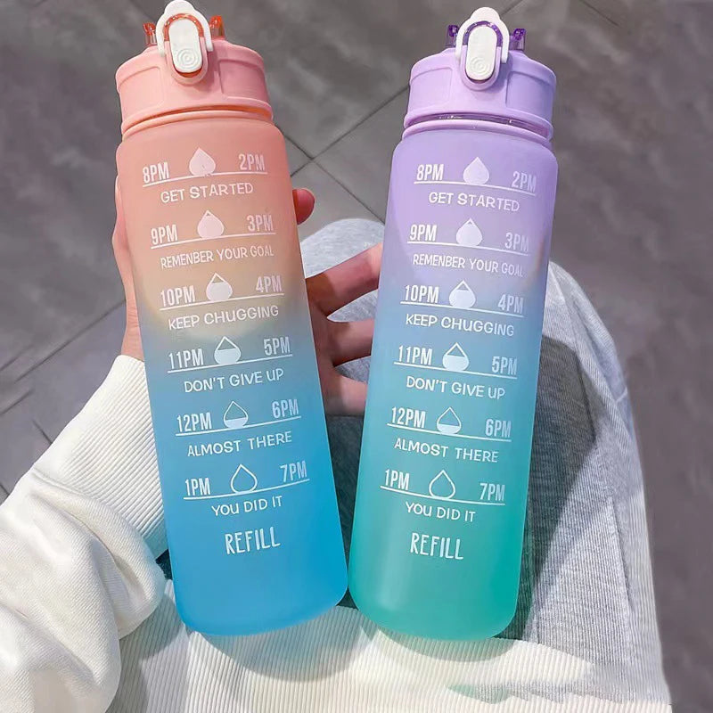 900ml Motivational Sports Water Bottle with Straw